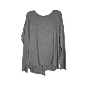 Xersion Gray Long Sleeve Knot Front Pullover Top Women’s Loose Fit